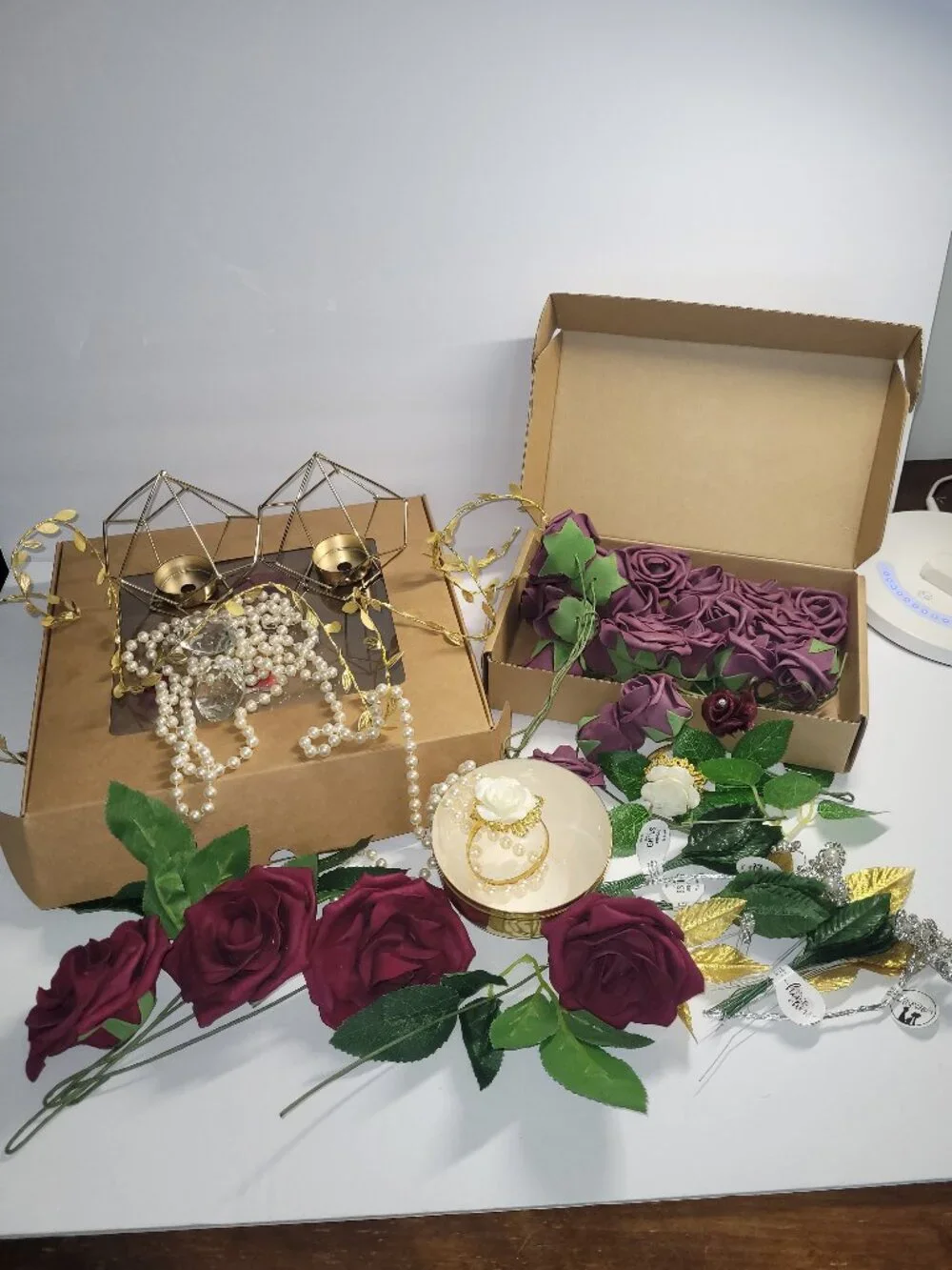 Lot of Roses Pearls Gems Tealight Holders & More Wedding Halloween Decor